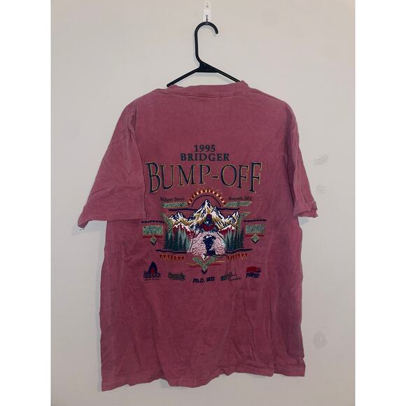 Vintage Skiing Shirt Bridger Bump Off Pepsi Tee Red Shirtworks Ski 90s Large - Picture 1 of 11